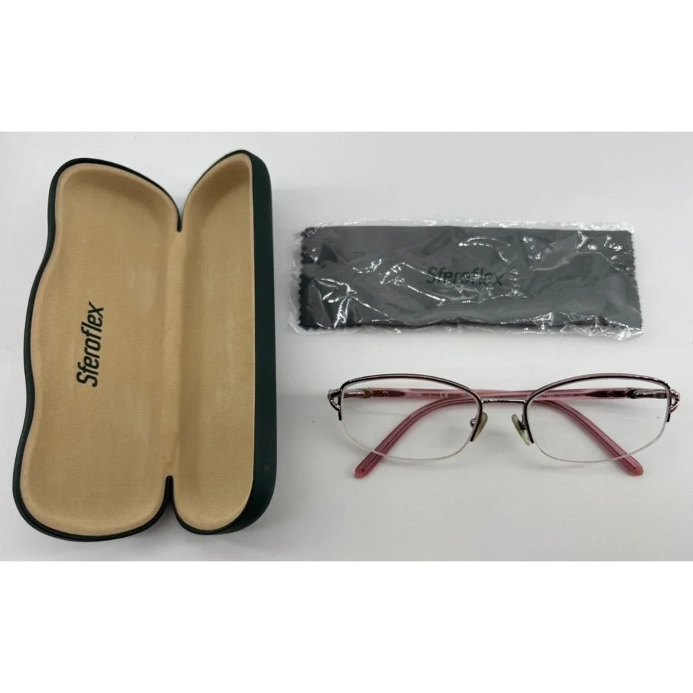 Sferoflex Eyeglass Frames 2550-B 299 53-17-135 Lt Pink Semi Rimless w/Case&Cloth